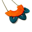 Big Statement Earring in Orange & Teal, Post or Clip On Earrings