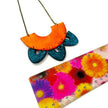 Big Statement Earring in Orange & Teal, Post or Clip On Earrings