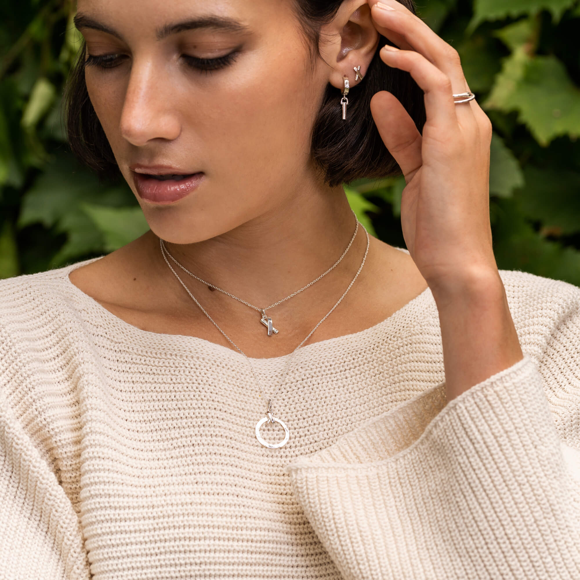 Empathique - Collier avec pendentif circulaire en argent sterling