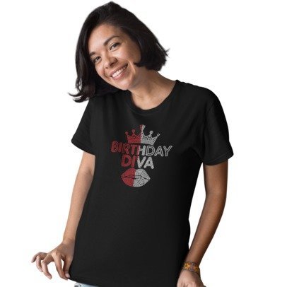 Birthday Diva Rhinestone Shirt – Sparkle Glam Birthday Bling Tee for Women | Blingdazzel