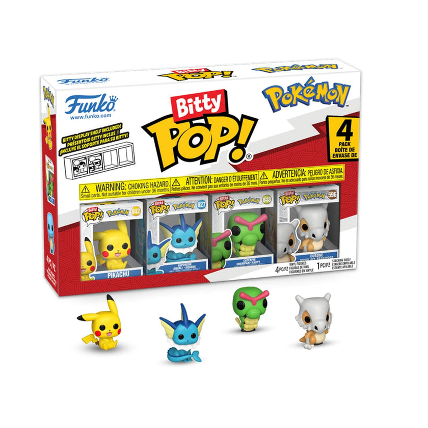 Bitty POP! Pokemon -  Pikachu, Vaporeon, Caterpie & Cubone 4pack