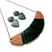 Black & Emerald Green Earrings Post or Clip On- 