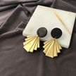 Geometric Fan Statement Earrings, Post or Clip On – 