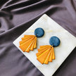 Geometric Fan Statement Earrings, Post or Clip On – 