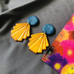 Geometric Fan Statement Earrings, Post or Clip On – 