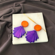 Geometric Fan Statement Earrings, Post or Clip On – 