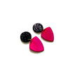 Black & Hot Pink Earrings Post or Clip On- 