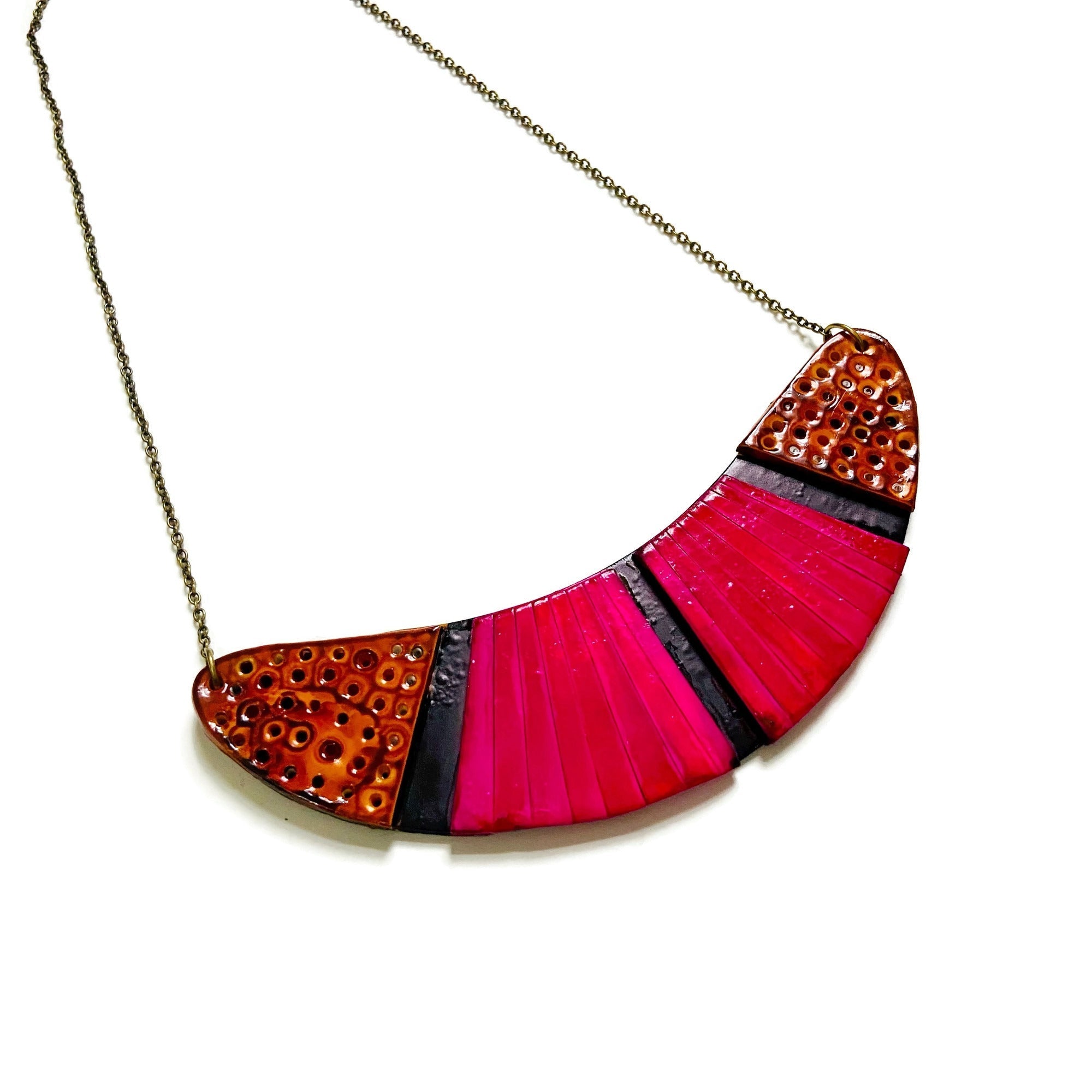 Black & Hot Pink Earrings Post or Clip On- 