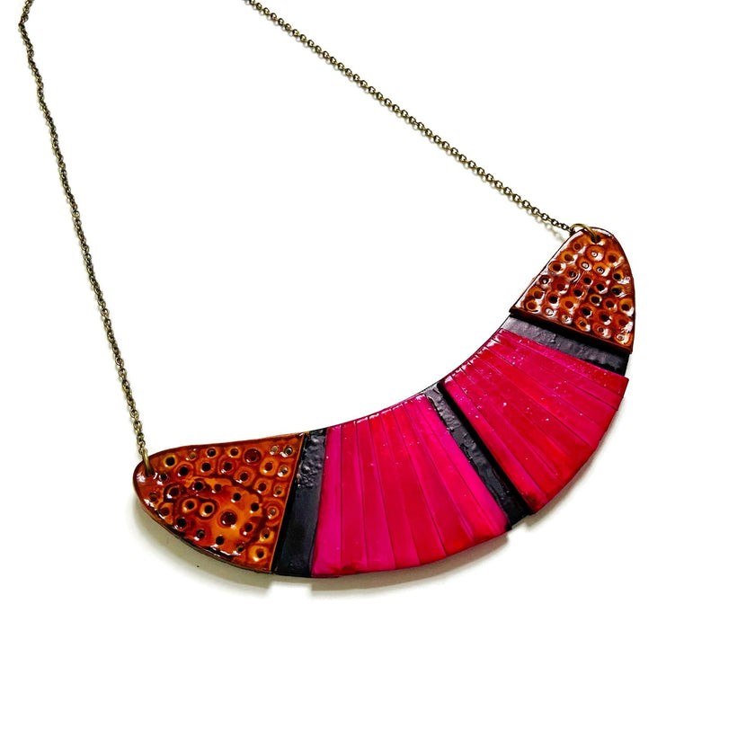 Black & Hot Pink Earrings Post or Clip On- 