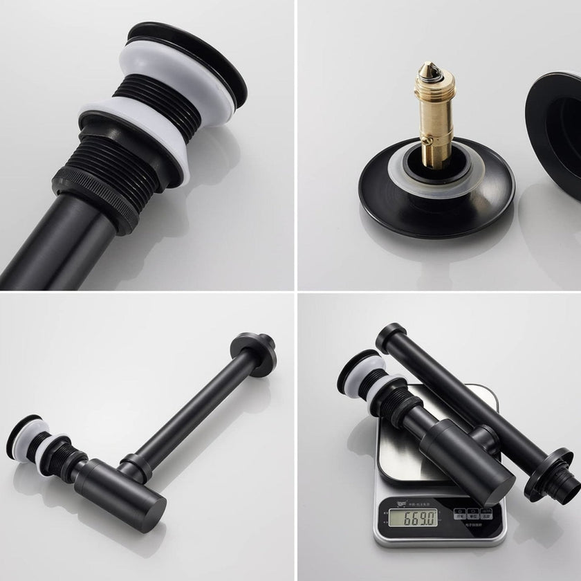 Black P-Trap Kit without Overflow – Solid Brass 1-1/4” Sink Drain