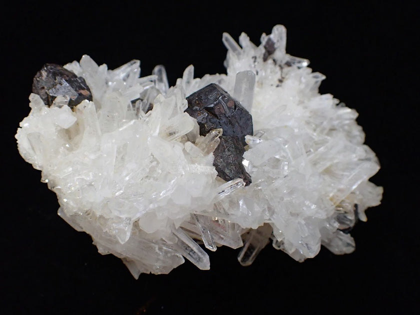 Black Pyrite with Quartz Cluster – Fengjiashan Mine, China