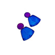 Blue & Purple Statement Earrings Post or Clip Ons - 