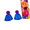 Blue & Purple Statement Earrings Post or Clip Ons - 