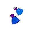Blue & Purple Statement Earrings Post or Clip Ons - 