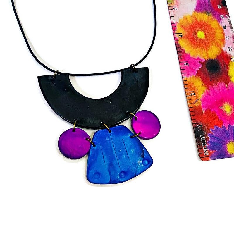 Blue & Purple Statement Earrings Post or Clip Ons - 