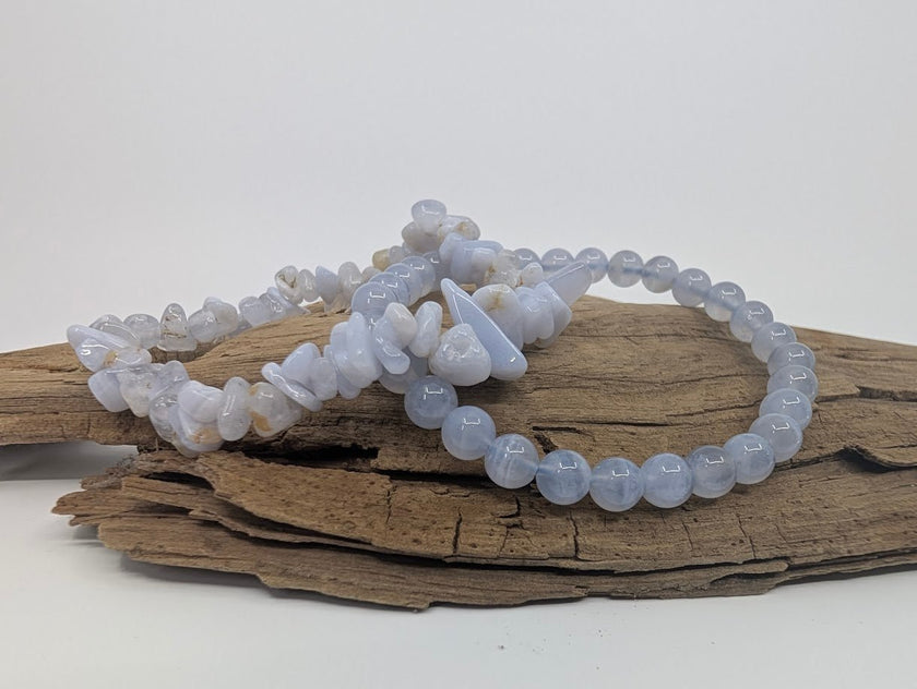 Blue Lace Agate Bracelet – Chip & 4.5, 6, 7 & 8mm Beads