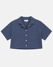 Chemise écourté ample effet lin