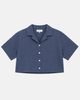 Chemise écourté ample effet lin