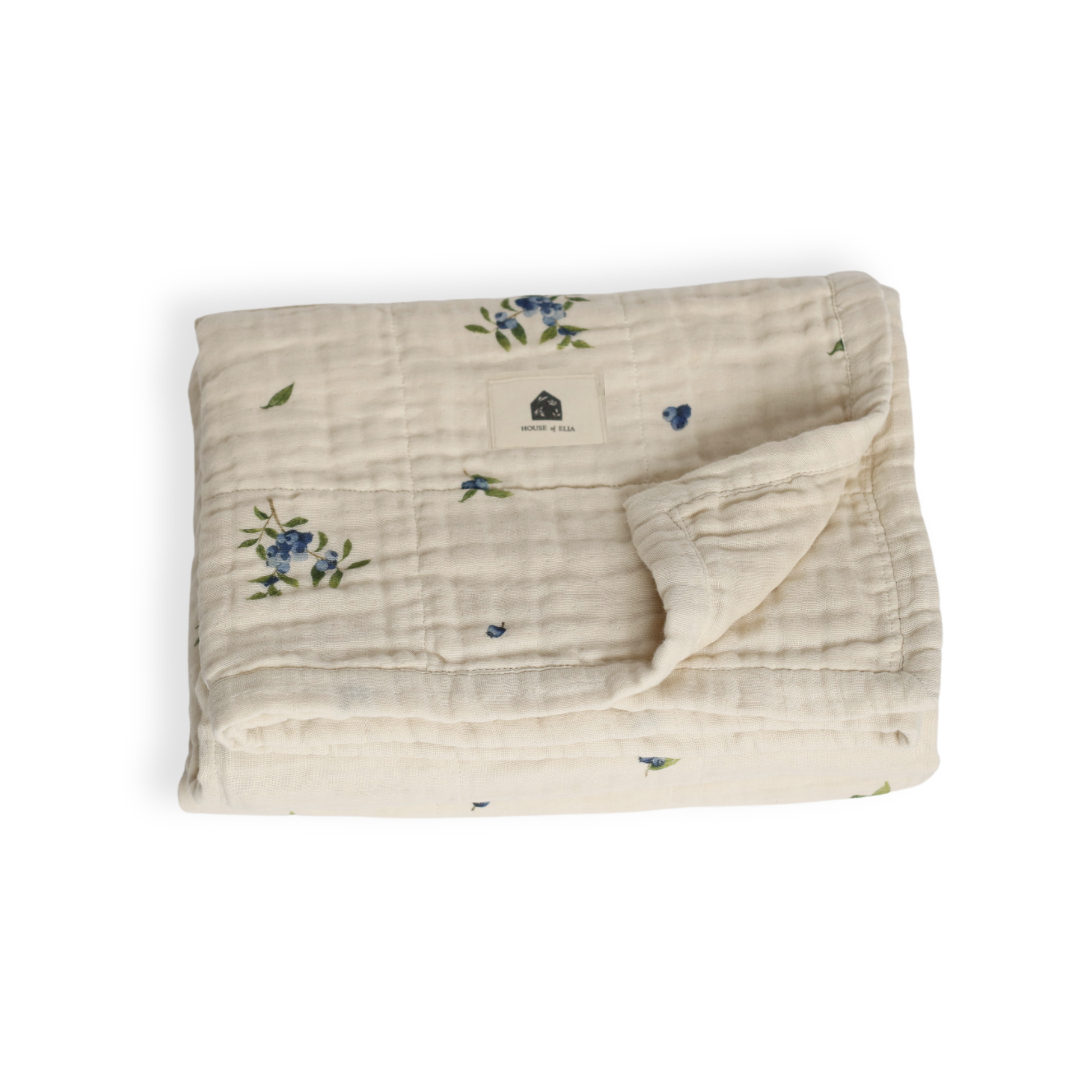 Organic Cotton Muslin Baby Blanket, 4 Layers, Crib Size (47 X 47) - Blueberry