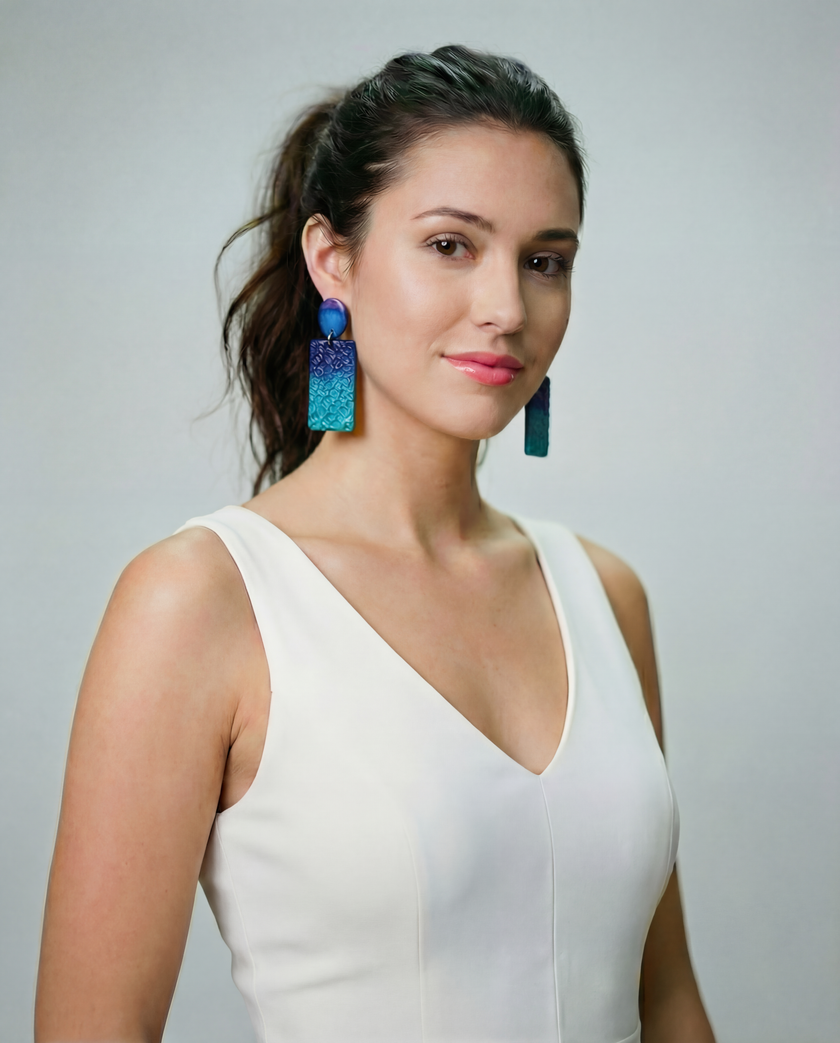 Colorful Textured Statement Earrings (Post or Clip On)- 