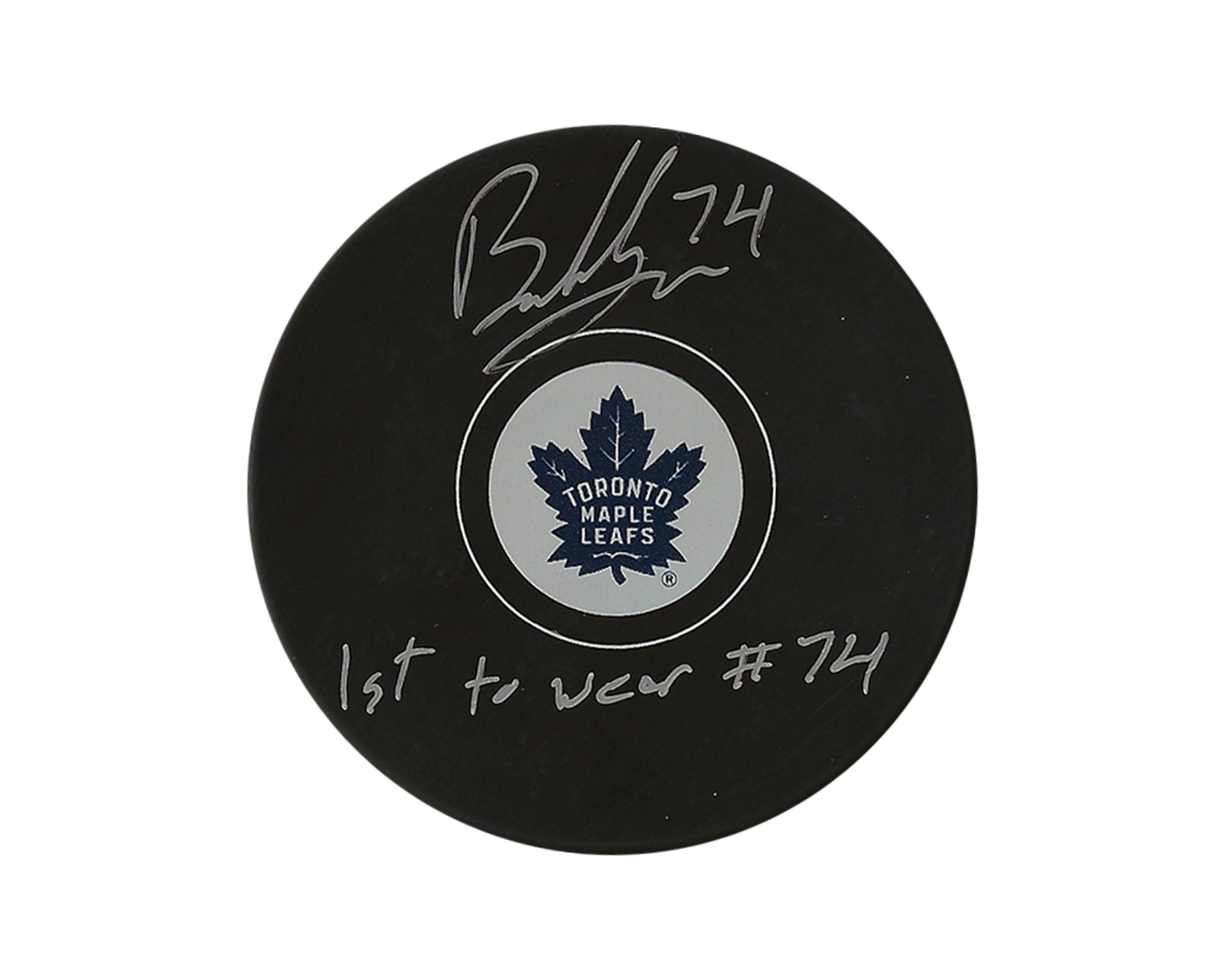 Bobby McMann Autographed Toronto Maple Leafs Autograph Model Puck Inscribed 