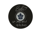 Bobby McMann Autographed Toronto Maple Leafs Autograph Model Puck Inscribed 