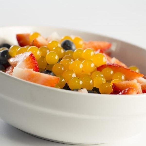Mango Bursting Boba® | Popping Boba | 490g Mini Tub | 6 Mini Tubs Per Case | 90 Cases Per Pallet | Ships Free Within Canada on Orders Above CAD $199