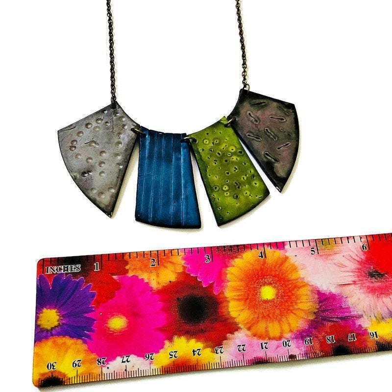 Boho Fringe Necklace, Big Bold Chunky Bib Necklace in Fall Colors
