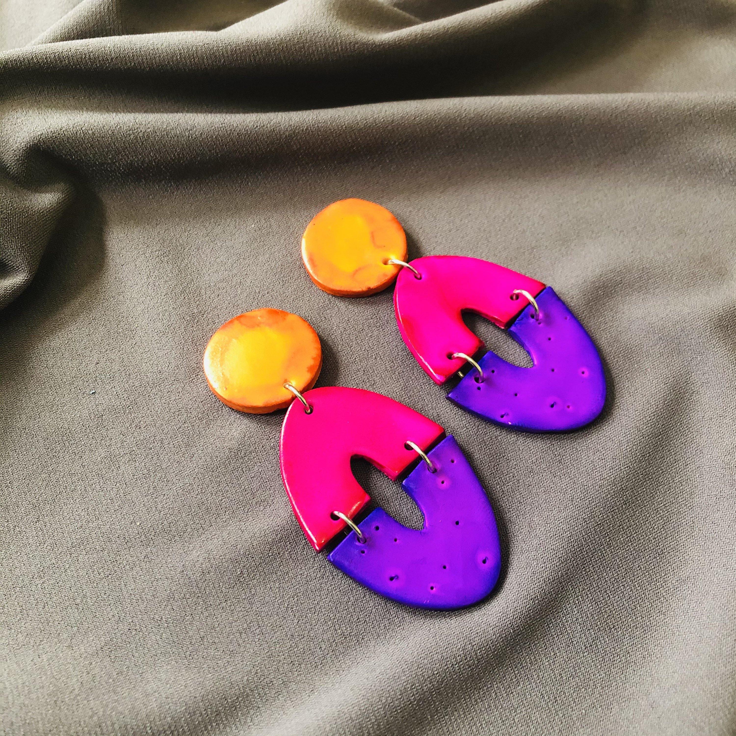 Long Artsy Clip On Earrings for Non-Pierced Ears, Handmade – 