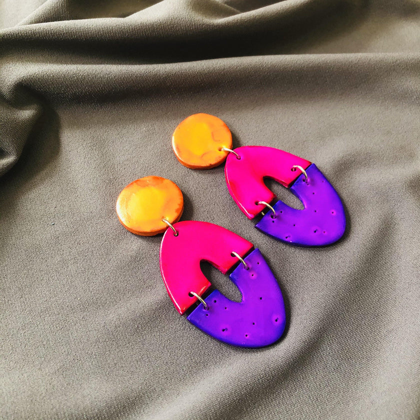 Long Artsy Clip On Earrings for Non-Pierced Ears, Handmade – 