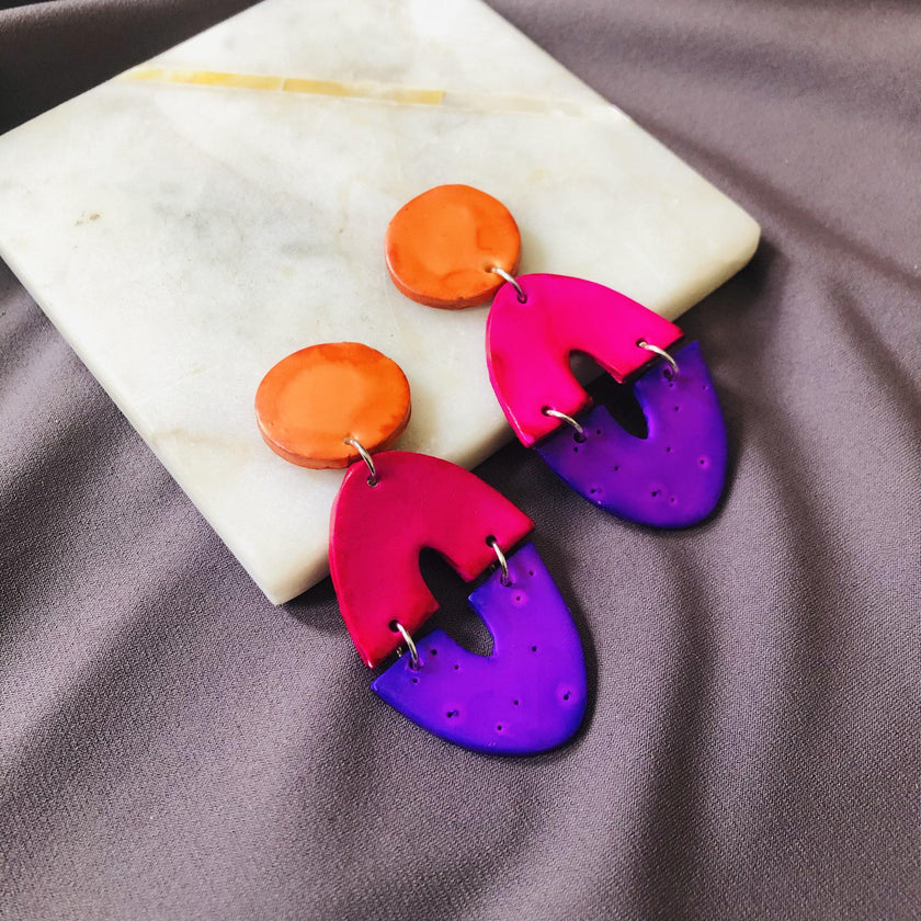 Long Artsy Clip On Earrings for Non-Pierced Ears, Handmade – 