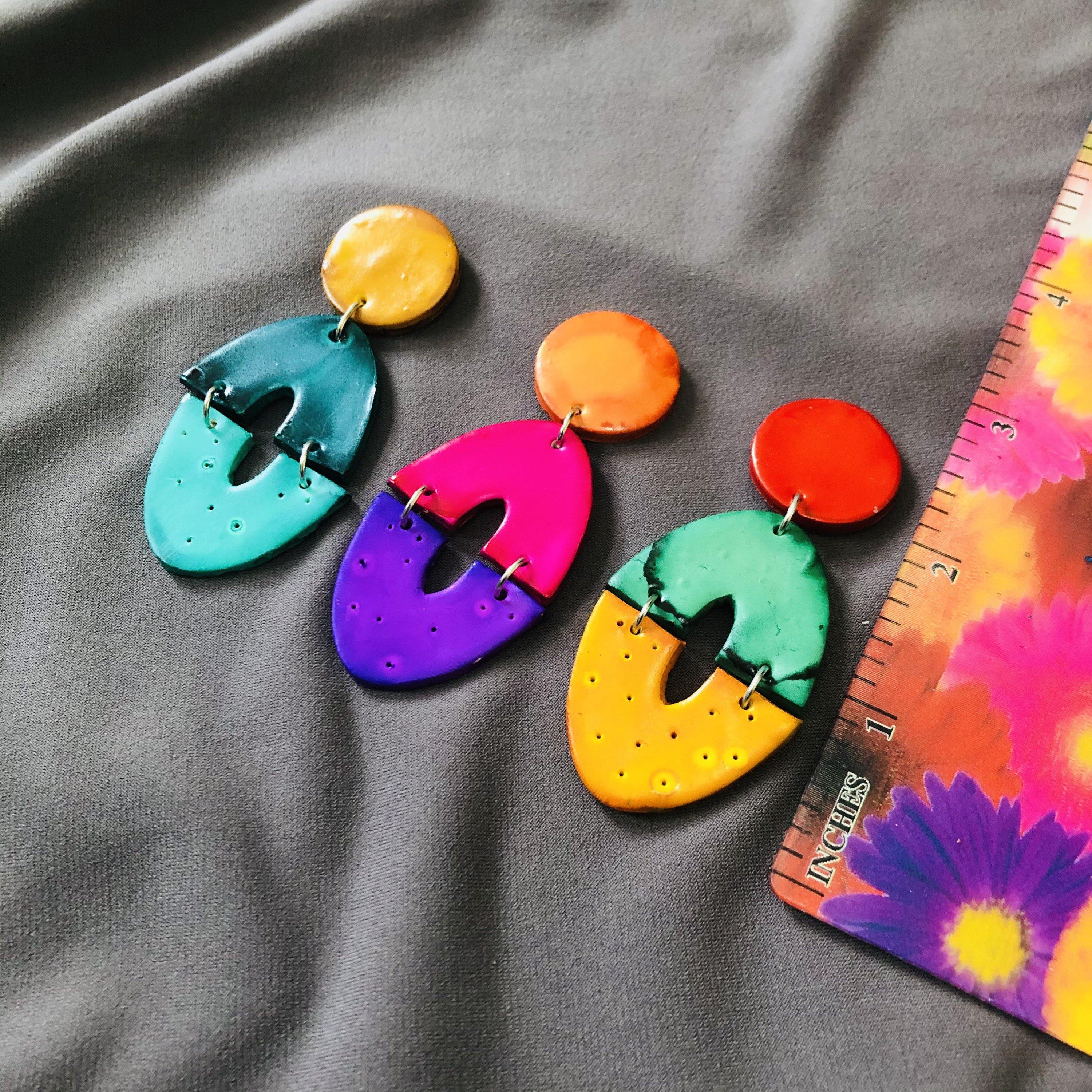 Long Artsy Clip On Earrings for Non-Pierced Ears, Handmade – 