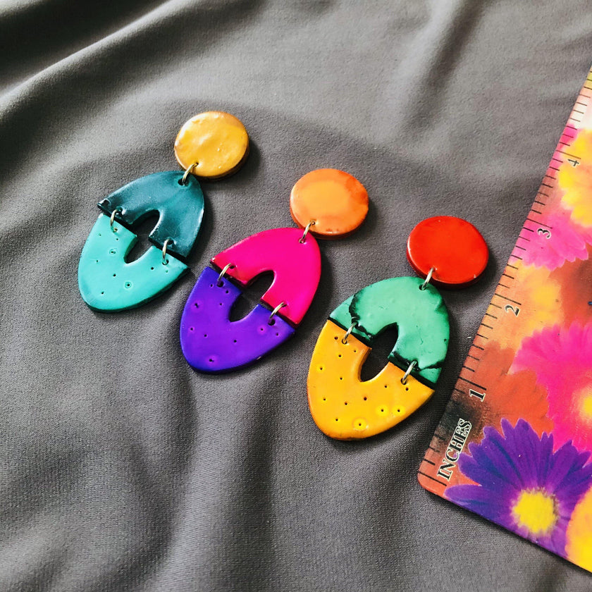 Long Artsy Clip On Earrings for Non-Pierced Ears, Handmade – 