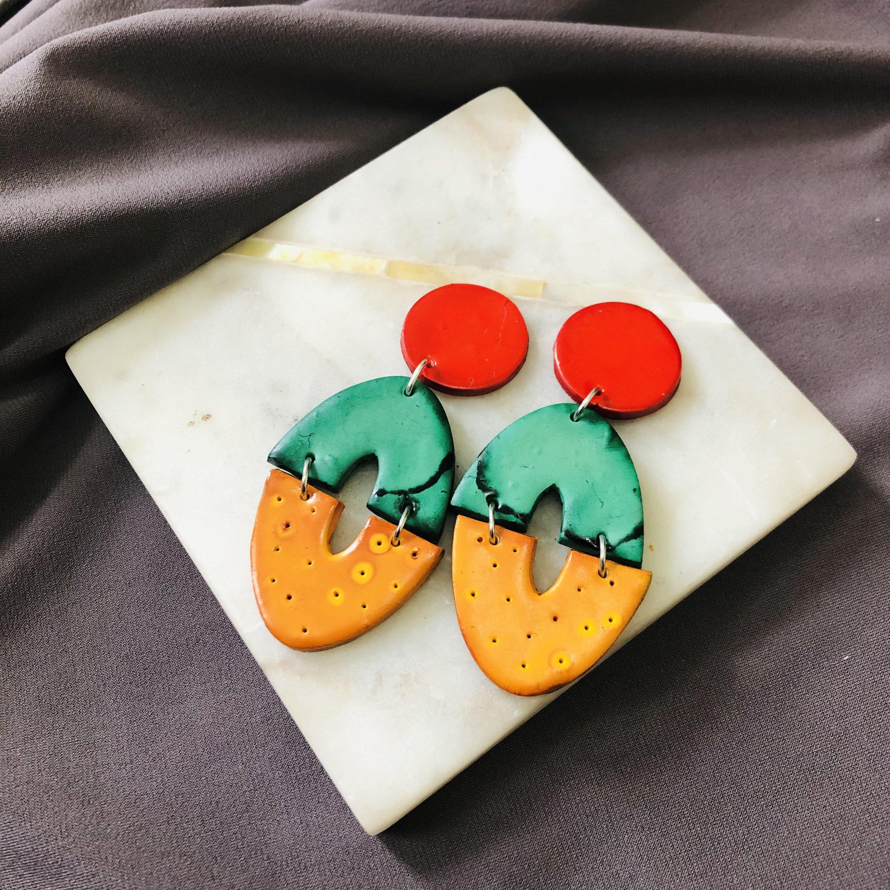 Long Artsy Clip On Earrings for Non-Pierced Ears, Handmade – 