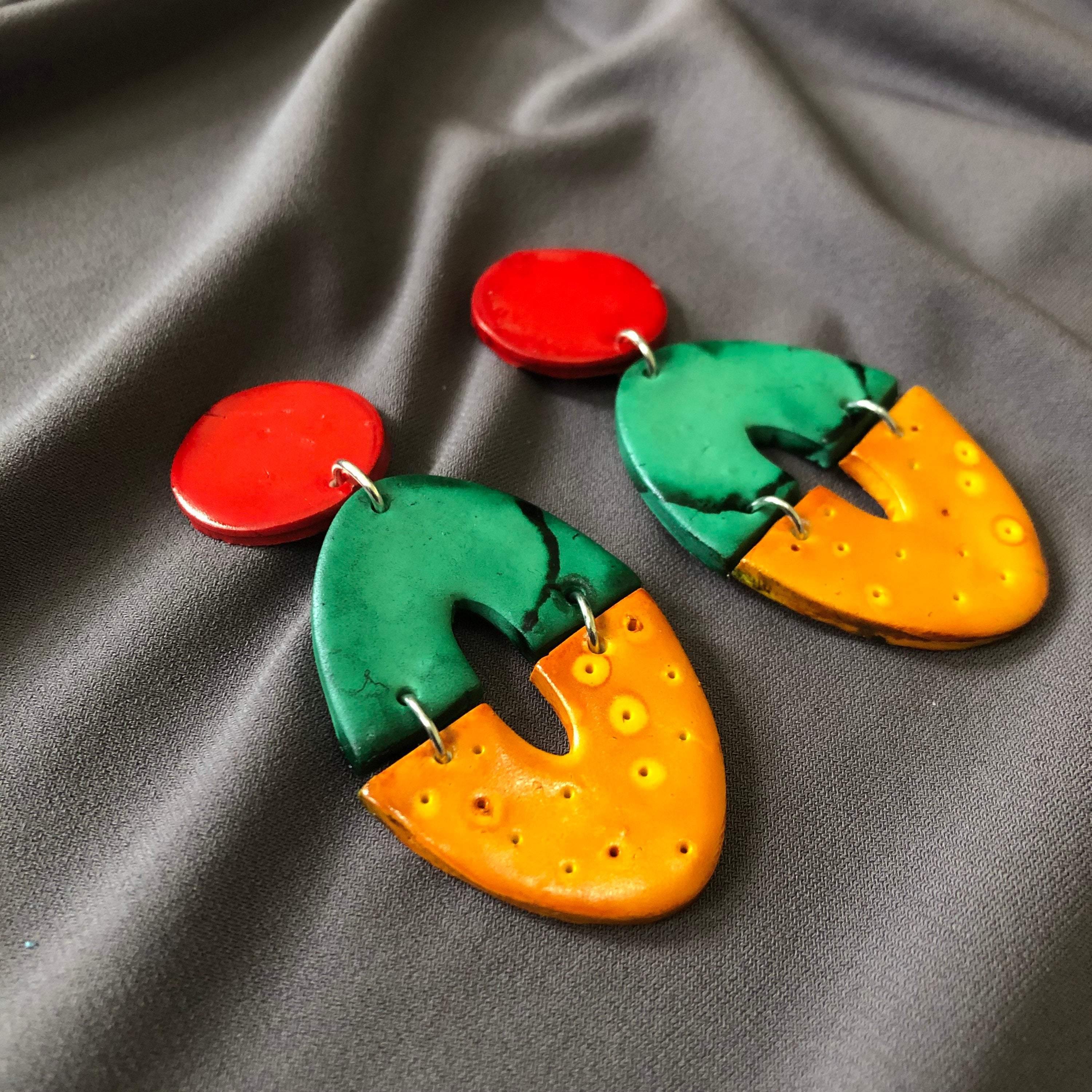 Long Artsy Clip On Earrings for Non-Pierced Ears, Handmade – 