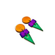 Bold Colorful Statement Earrings, Post or Clip On – 