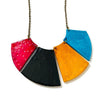Bold Fringe Statement Necklace, Four-Piece Bib, Handmade Polymer Clay