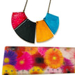 Bold Fringe Statement Necklace, Four-Piece Bib, Handmade Polymer Clay
