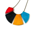 Bold Fringe Statement Necklace, Four-Piece Bib, Handmade Polymer Clay