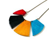 Bold Fringe Statement Necklace, Four-Piece Bib, Handmade Polymer Clay