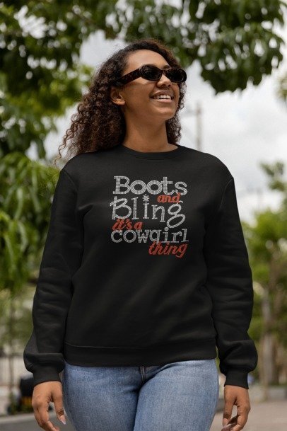 Boots and Bling Rhinestone Shirt – Western Cowgirl Sparkle Bling Tee | Bling Dazzel