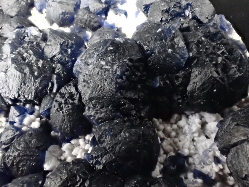 Botryoidal Blueberry Fluorite on White Matrix – Huanggang Mine, Inner Mongolia 5 x 3 inches 353 grams