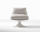Bouclé Pedestal Chair and Ottoman
