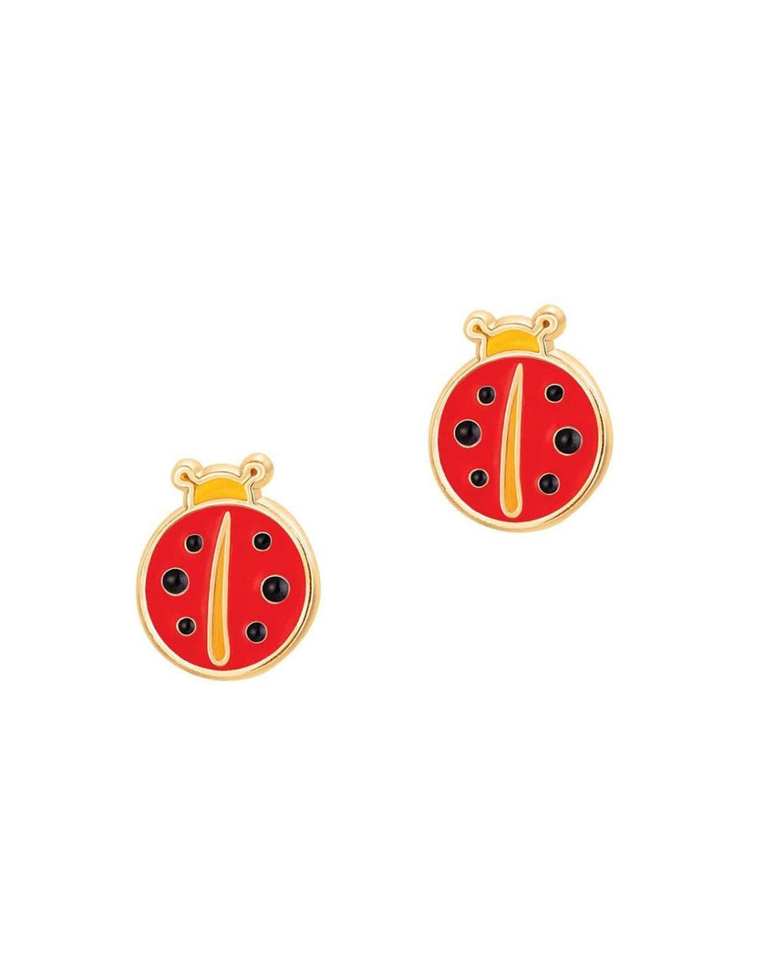 Enamel Stud Earrings - Lady Bug - Girl Nation