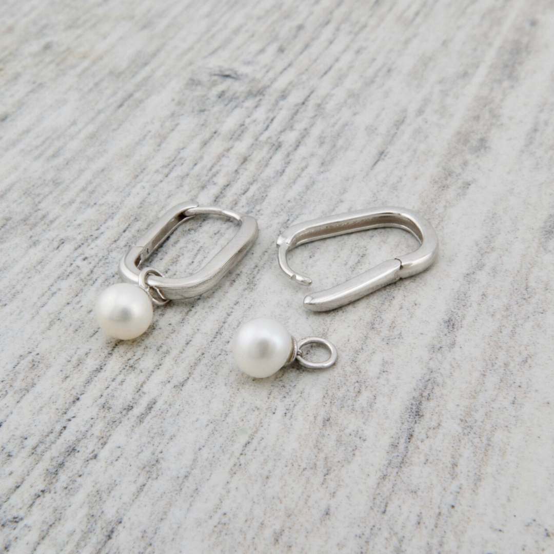 Boucles d'oreilles Huggies Perles en argent sterling