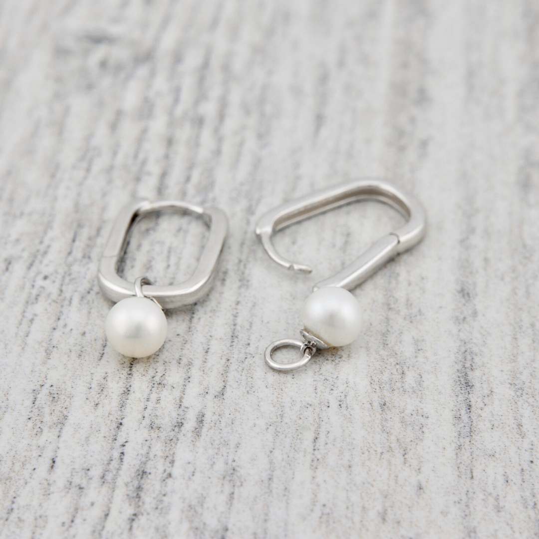 Boucles d'oreilles Huggies Perles en argent sterling