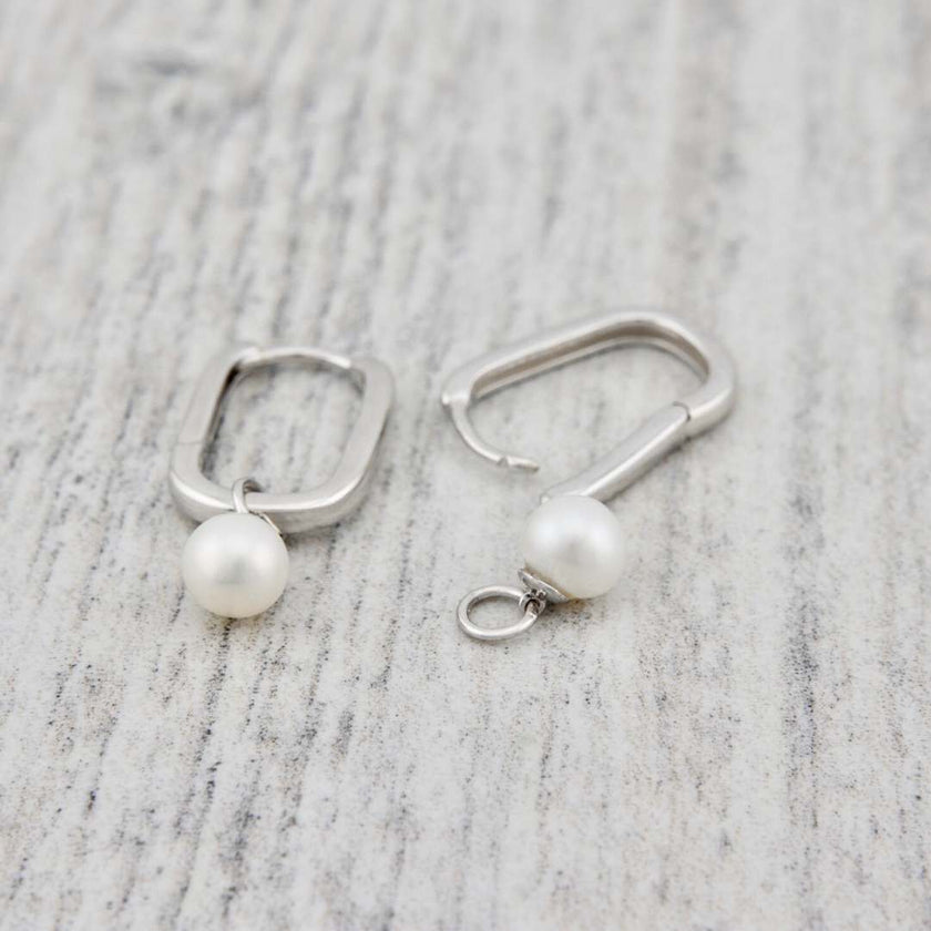 Boucles d'oreilles Huggies Perles en argent sterling