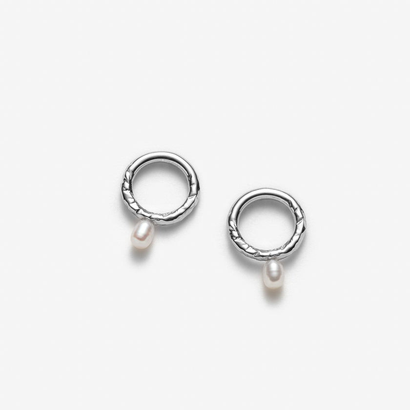 Laure - Boucles d’oreilles circulaires avec perle d’eau douce