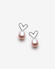 Boucles d'oreilles coeurs avec grosses perles roses