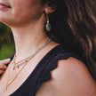Boucles d’oreilles labradorite dorées pendantes 18K | ATHÉNA